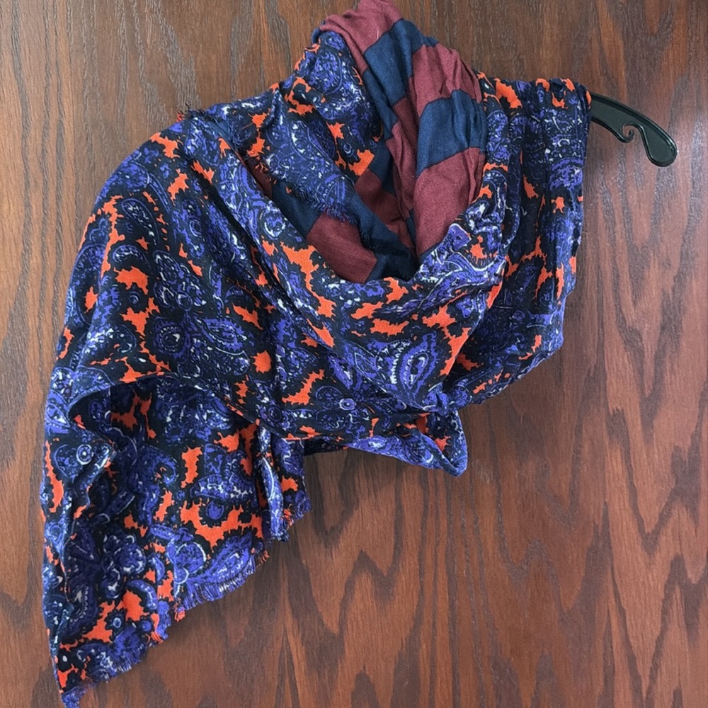 Loft Paisley and Stripes Print Scarf